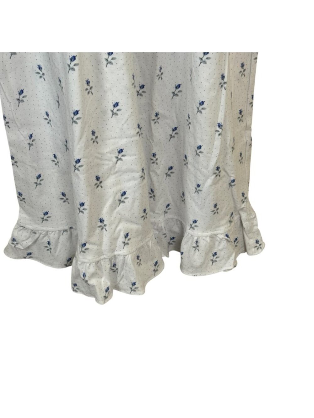 Eileen West NEW Cotton Traditional Nightgown Size Small White Blue Flowers - Picture 6 of 14